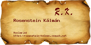 Rosenstein Kálmán névjegykártya